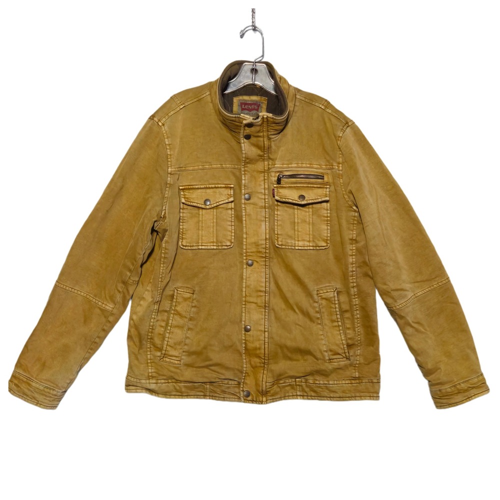 Levis Field Jacket Mens Large Tan Canvas Quilted Utility Military Workwear